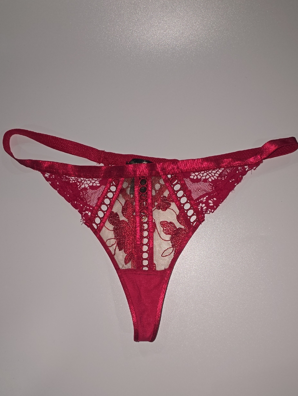 Red Lace Floral Thong Panty - Women Intimates